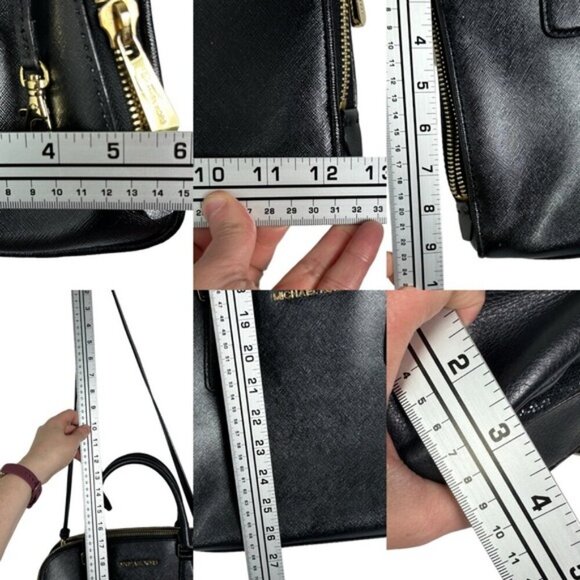 Michael Kors Reese Patent Saffiano Leather Bag Purse Black 30T4GEES3A Handbag - Picture 13 of 15